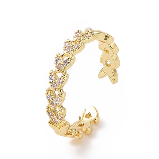 Gold Brass Open Heart Sparkle Ring