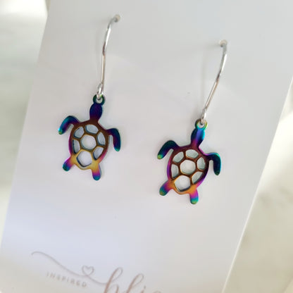 Rainbow Sea Turtle Earrings